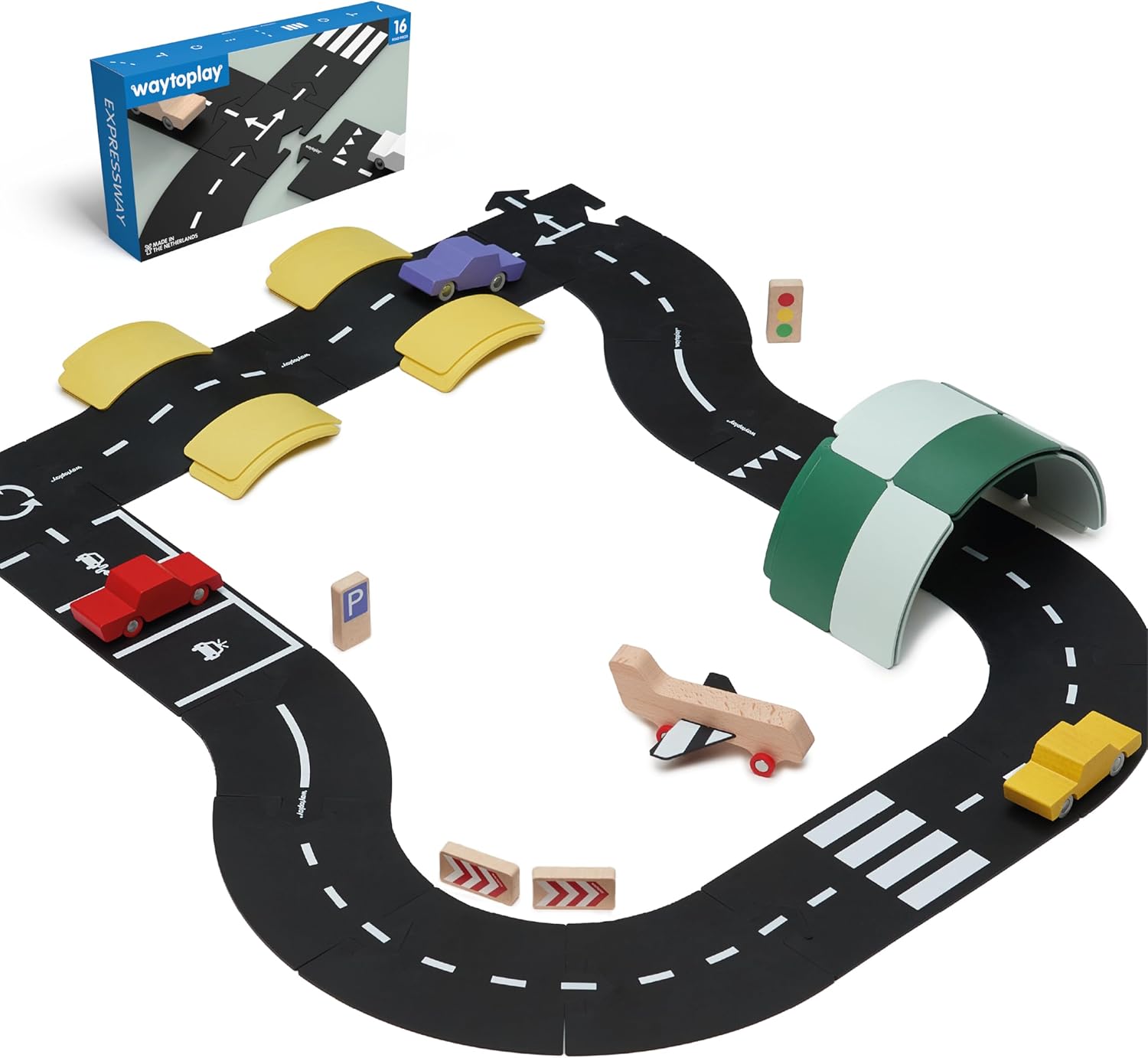 waytoplay ハイウェイ 道路セット 16ピース｜柔らかく防水・室内外で