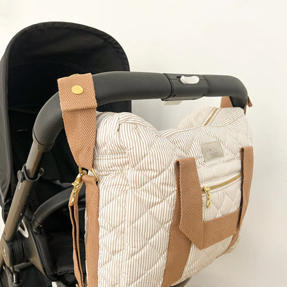 CamCam Copenhagen　マザーズバッグ  Stripes Camel｜おむつバック