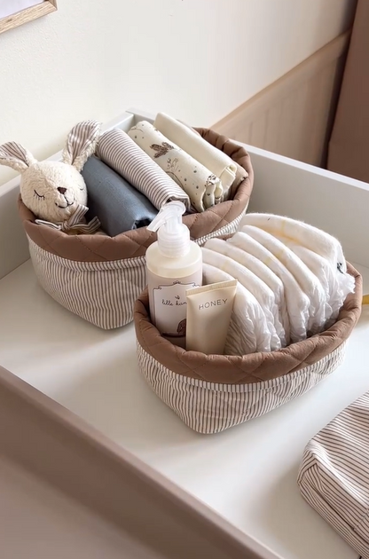 CamCam Copenhagen　ベビーケアギフト4点セット  Stripes Camel｜オーガニックコットン 出産祝いギフト