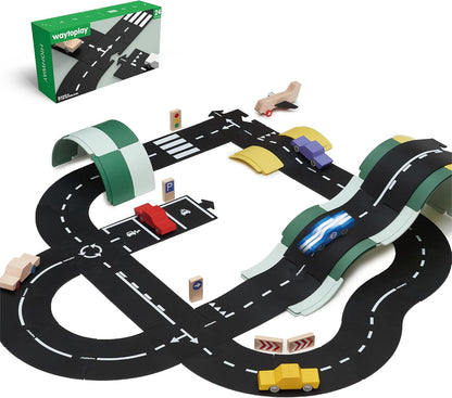 waytoplay　ハイウェイ 道路セット　24ピース｜柔らかく防水・室内外で遊べる