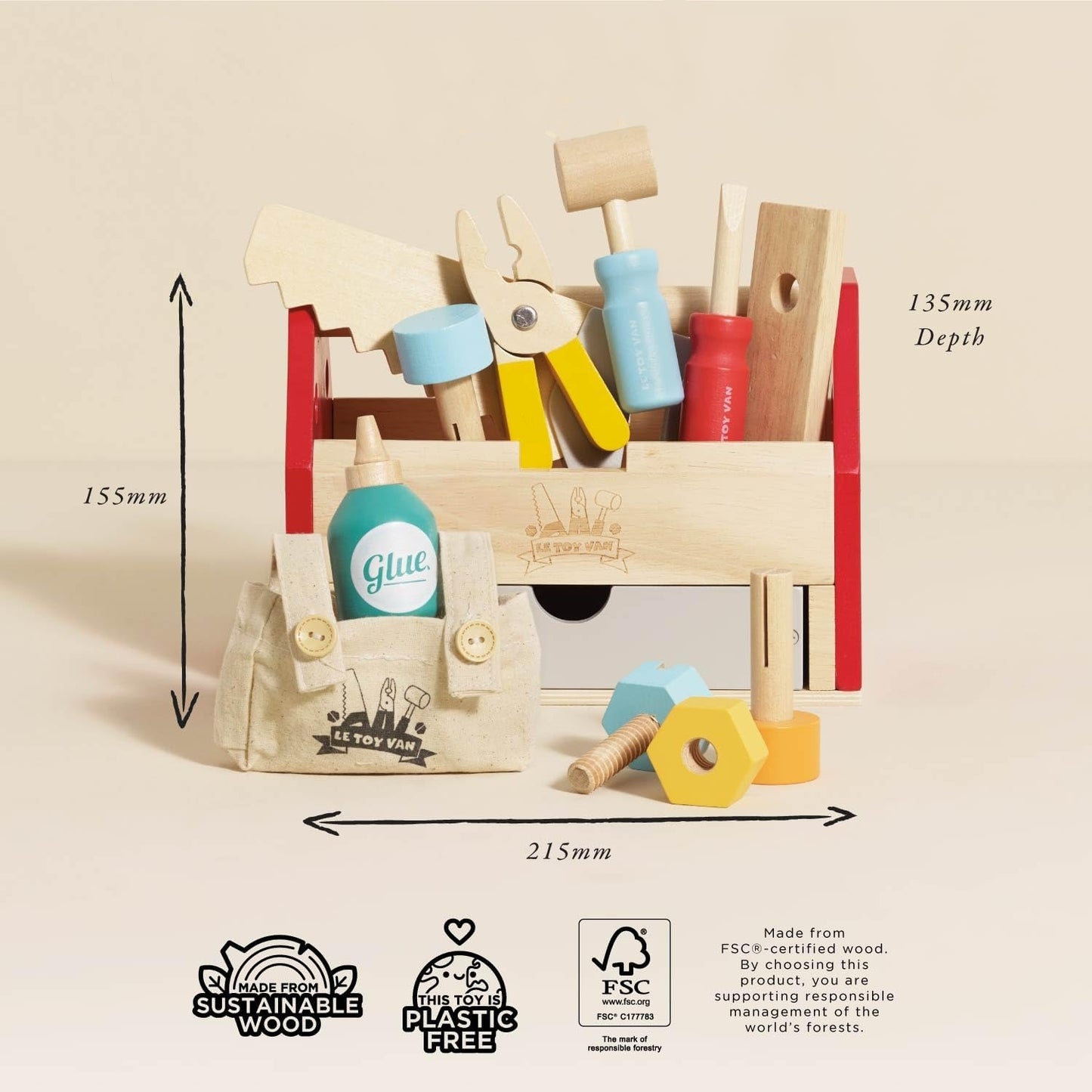 Le Toy Van  木製ツールボックス 11ピース｜工具セット｜おままごと