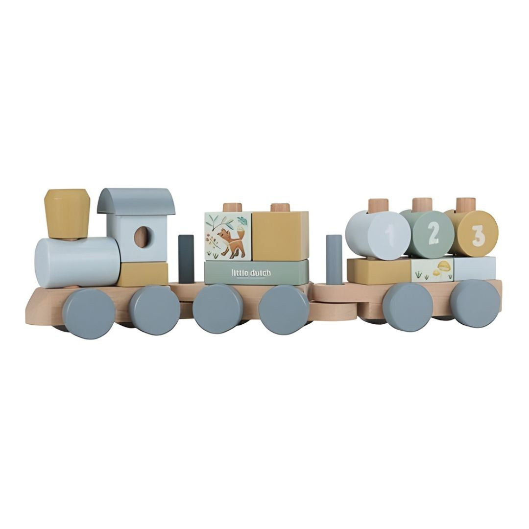 Little Dutch  木製トレインブロック 2色｜名入れ・誕生日入り｜記念フォトに映える！　