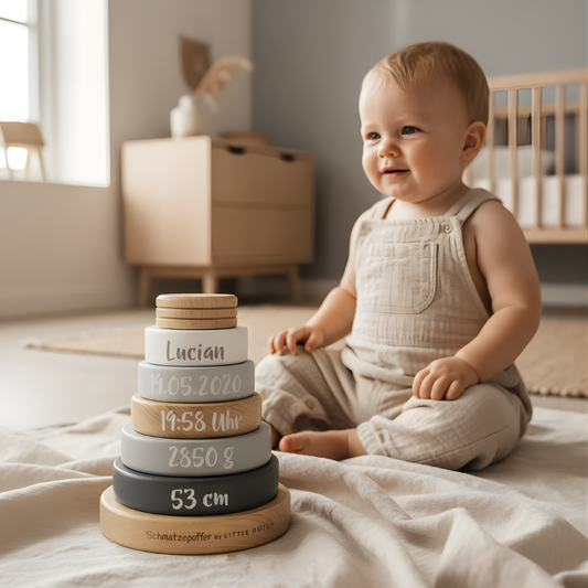 Little Dutch  木製スタッキングタワー｜名入れ・誕生日入り｜記念フォトに映える！限定エディション