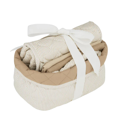 CamCam Copenhagen　ベビーケアギフト4点セット  Stripes Camel｜オーガニックコットン 出産祝いギフト